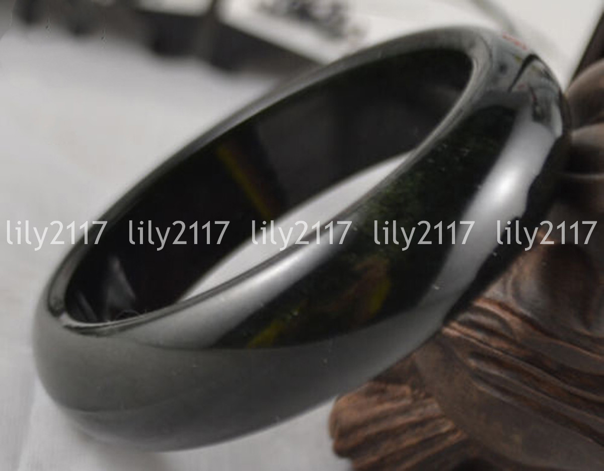 Natural Black Hetian Nephrite Jade Gemstone Bangle Bracelet 56-62mm Jewelry