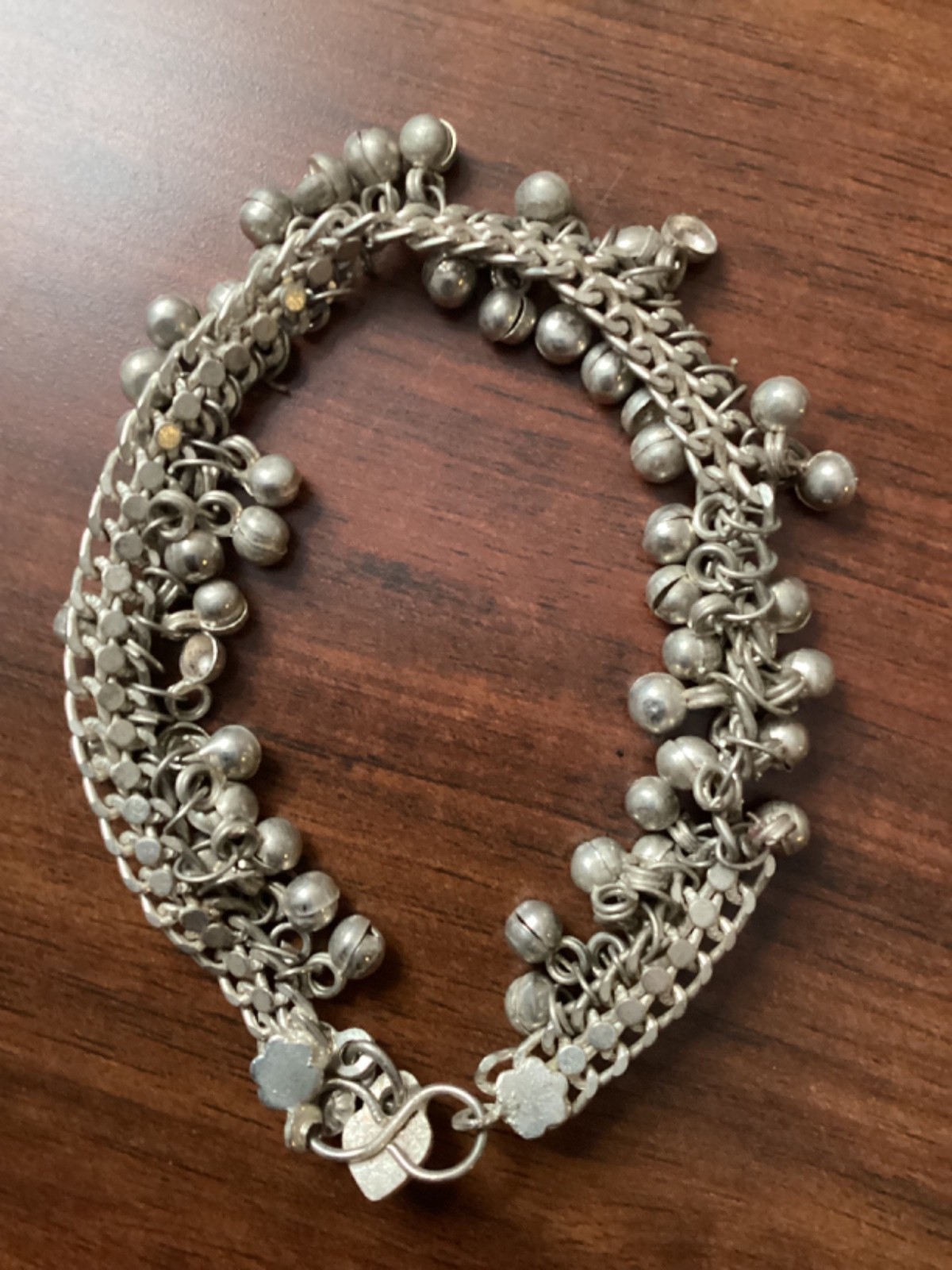 JR Silver Tone Gypsy Belly Dance Charm Anklet 9” Very Nice