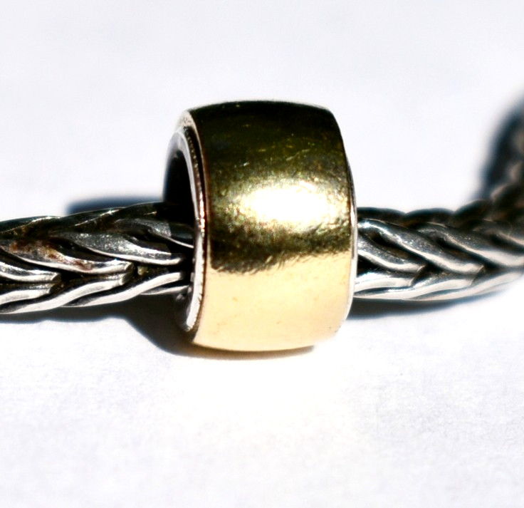 Brass charm bead, 8.8mm, full Sterling silver core, for European Charm Bracelets