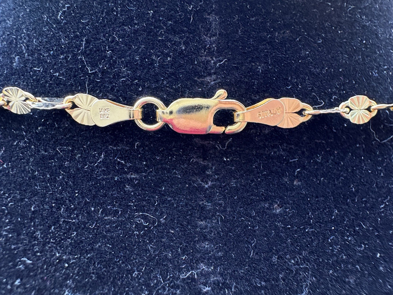 18k Yellow Gold over Bronze 3.5mm Sunburst Mirror Link 18 Inch Chain 3.16 Gm NEW
