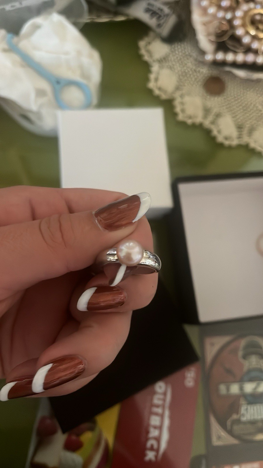 Bundle of Three Pearl Rings for Women. All A Size 7 Details In Description