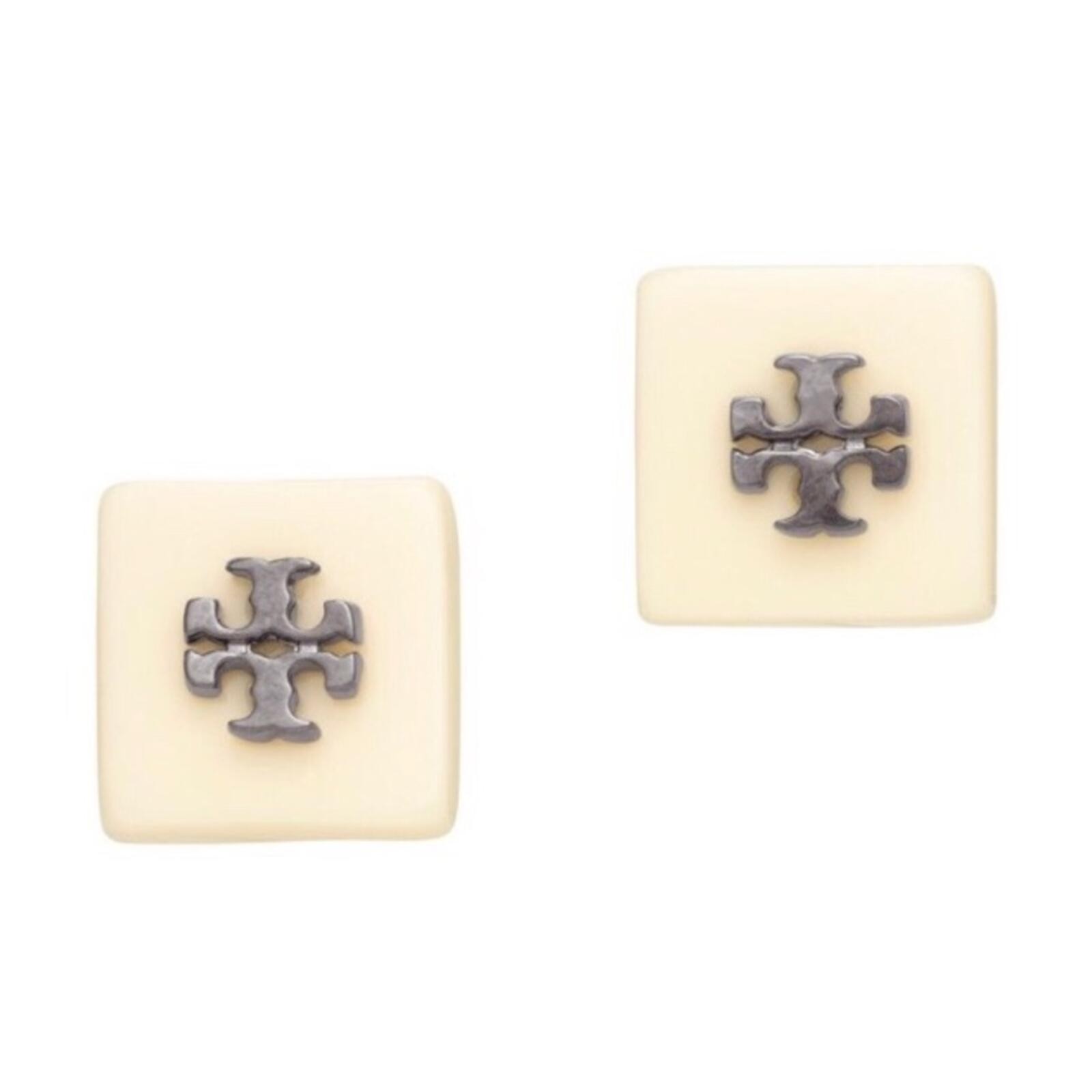 TORY BURCH Logo Flag Square Stud Earrings