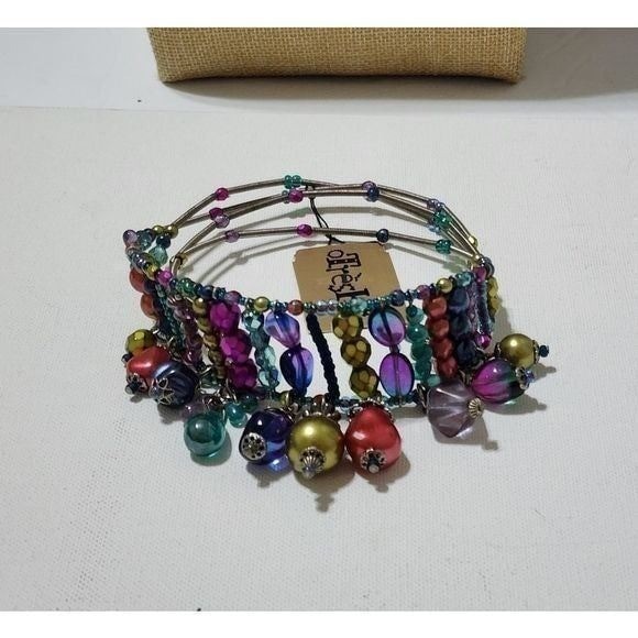 Treska Beaded Choker Necklace Multicolor Wire Multi-Strand Dangle Charm Boho NEW
