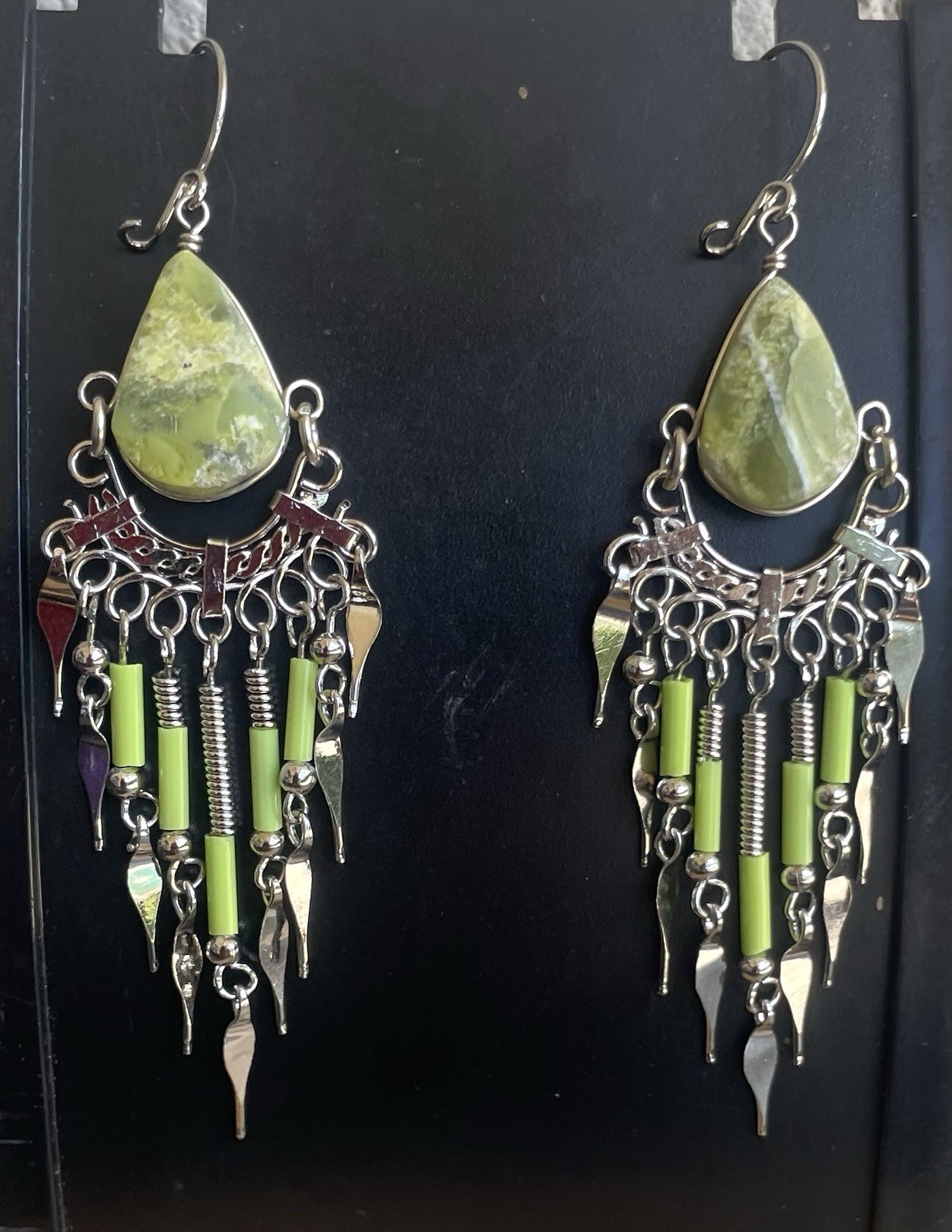 10 Pairs Peruvian Semi-Precious Stone Earrings Handmade Dangle Lot Peru Boho