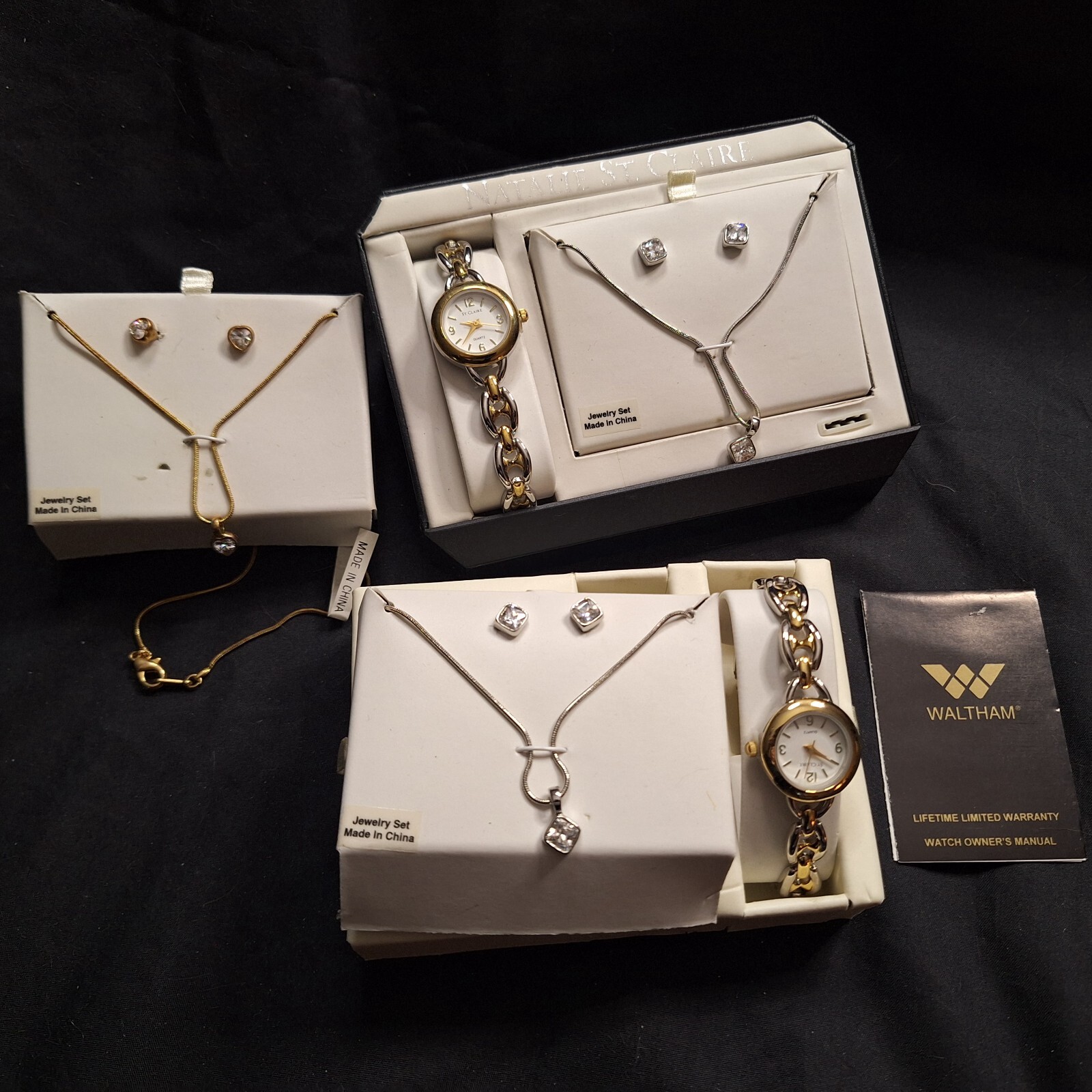 Vtg Natalie St. Claire watch earring necklace sets and other jewelry set