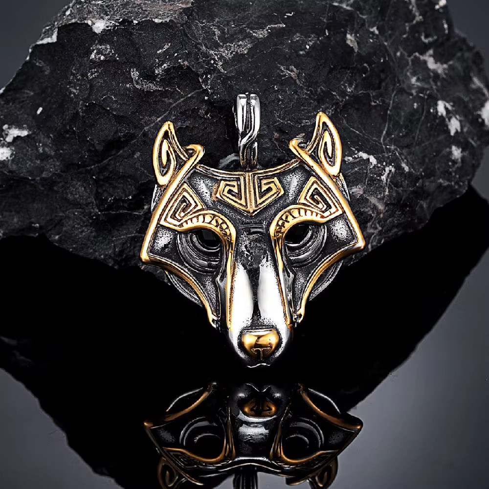 Punk Vikings Celtic Wolf Necklaces Mens Norse Mythology Odin Rune Stainless Stee
