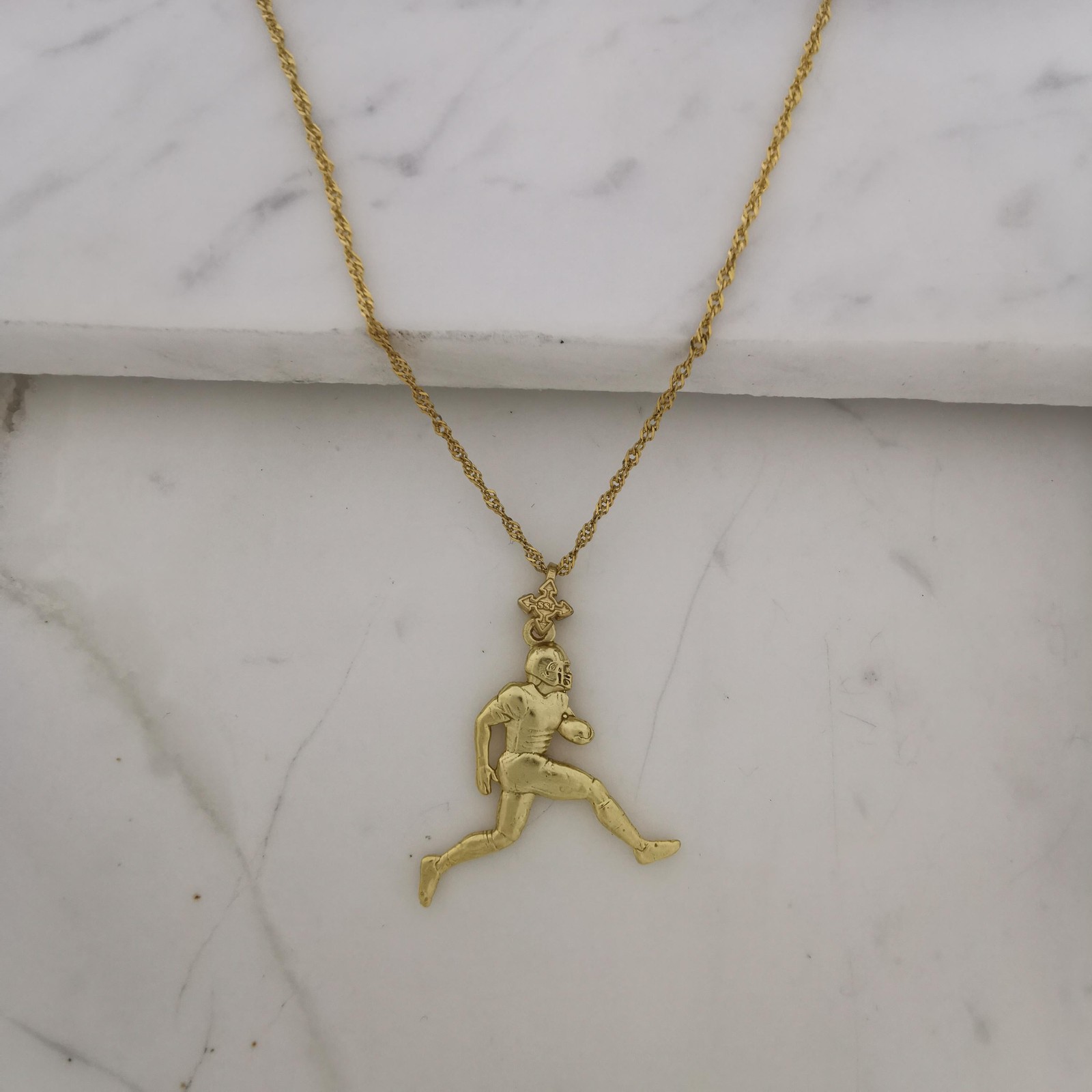 American Football Pendant – Gold-Plated 925 Silver Sports Necklace for Players