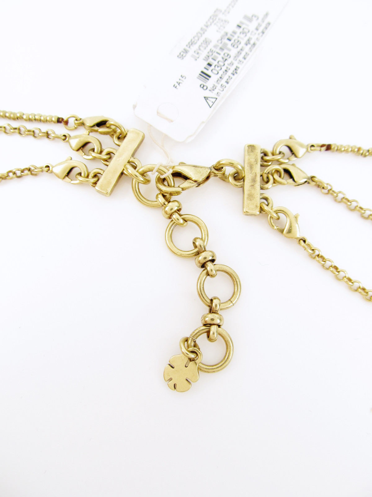 Lucky Brand Gold Tone Geode Fan Charm 3-in-1 Layered Necklace NWT