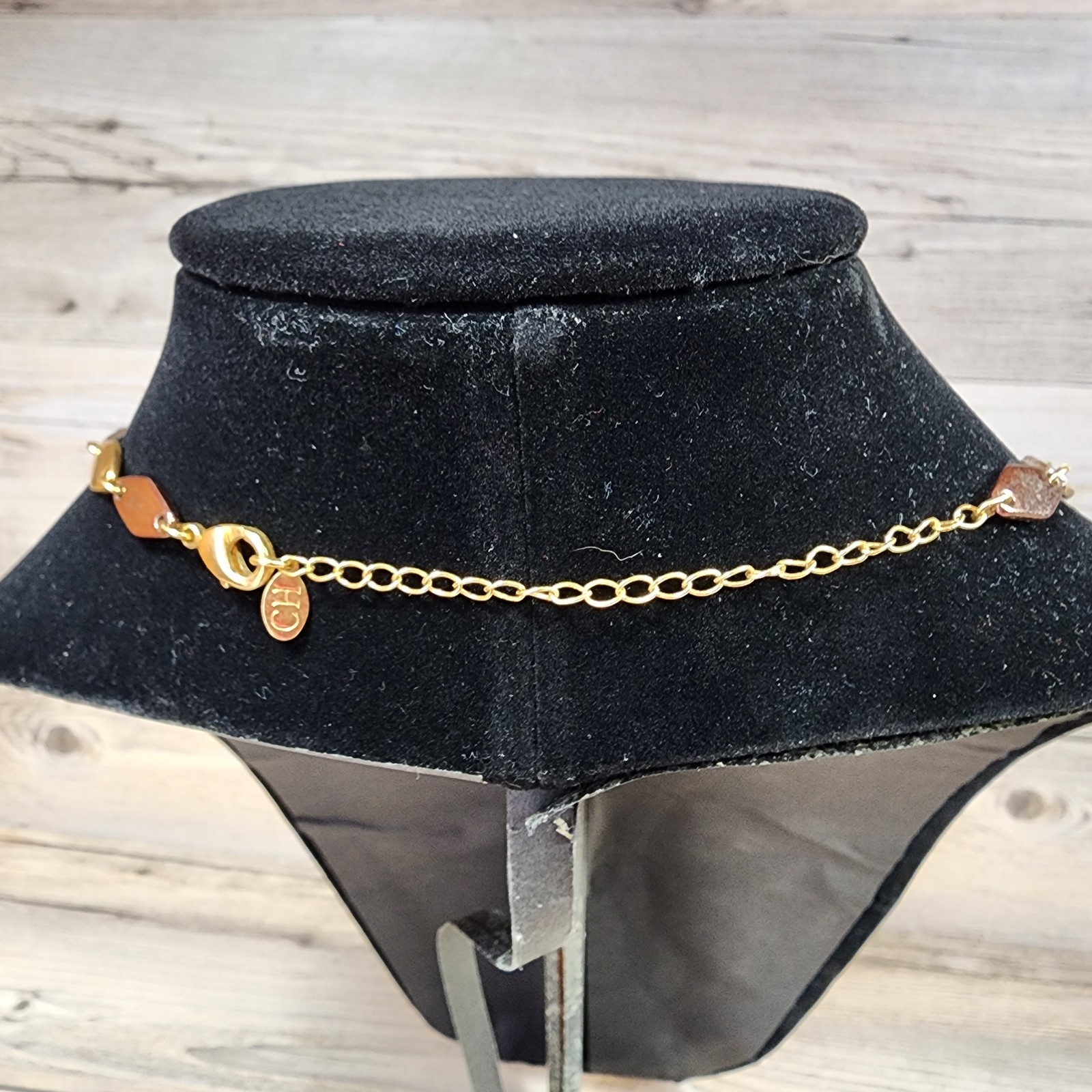 Carolina Herrera Tri Color Gold Silver & Copper Tone 17-20” Necklace Costume