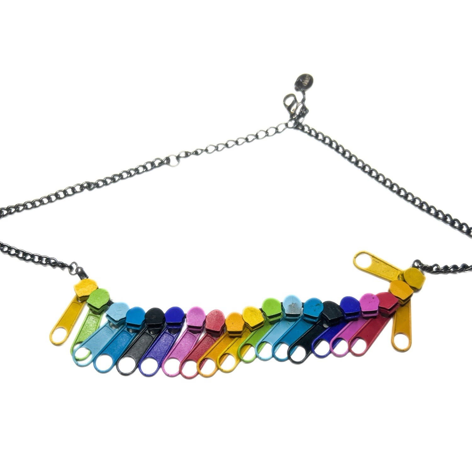 Claire’s Rainbow Zipper Pull Choker Necklace Y2K Scene Emo Indie Sleaze