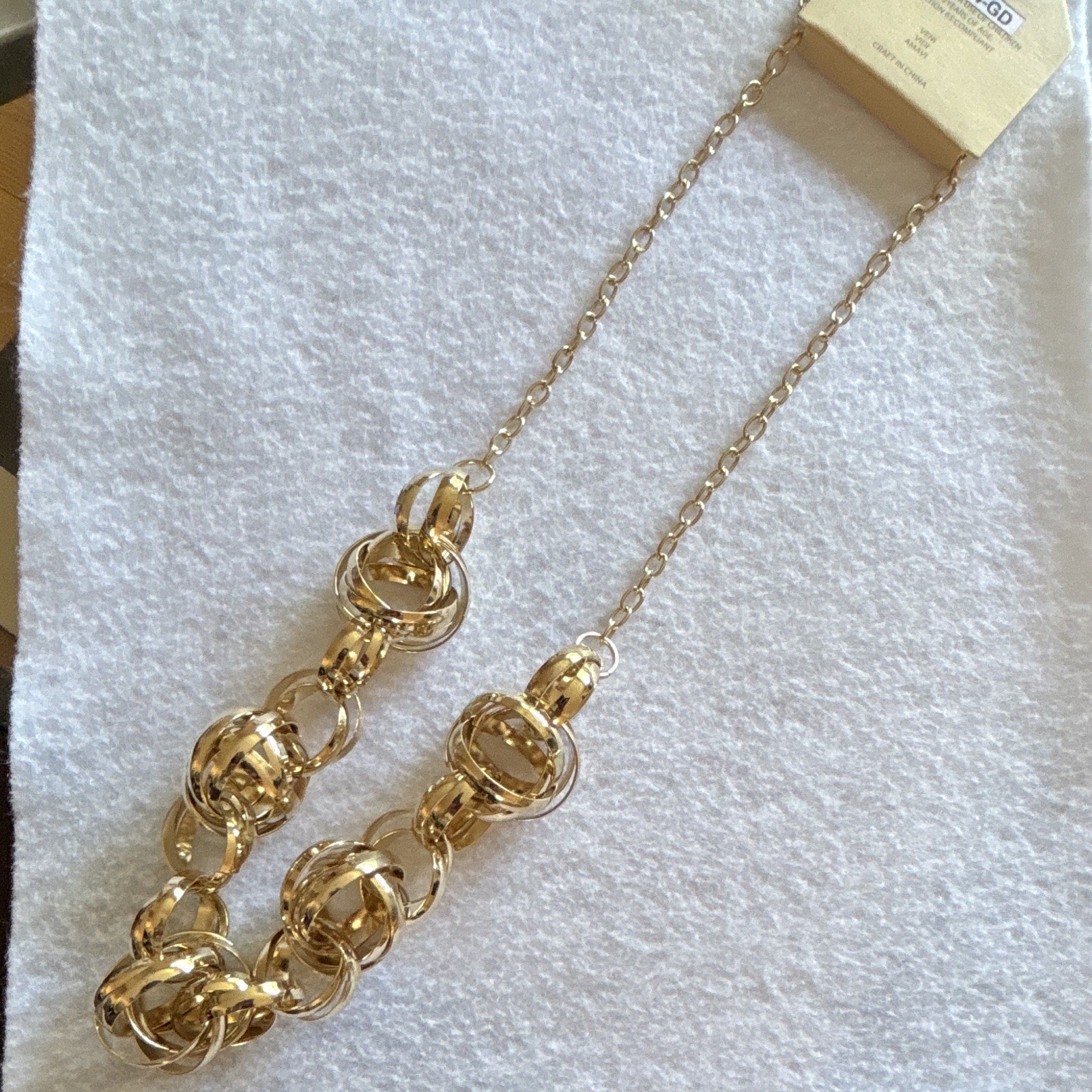 Gold color Cable Chain Necklace Knot Charm Pendant Adjustable Lobster