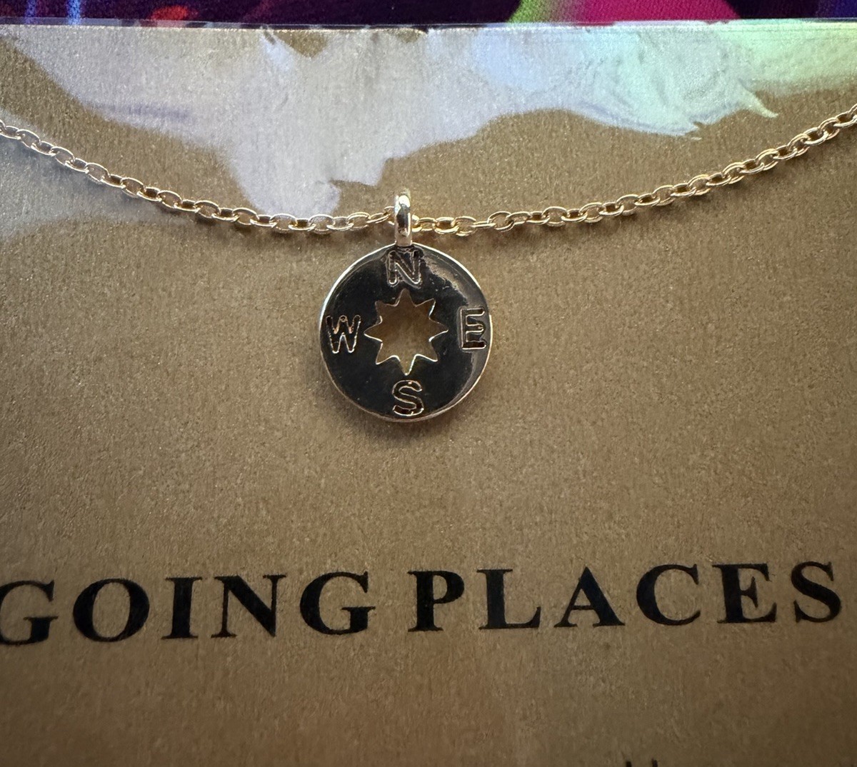 New Dogeared Brand Goldtone Going Places Compass Necklace