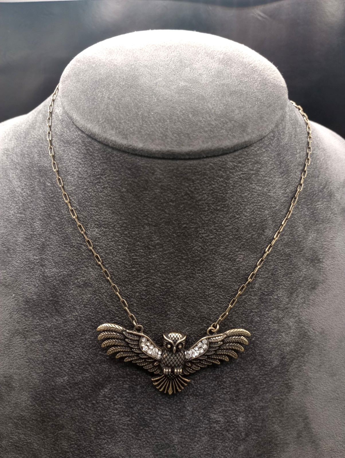 Owl in Flight Pendant by Ikita Brass Tone Gothic