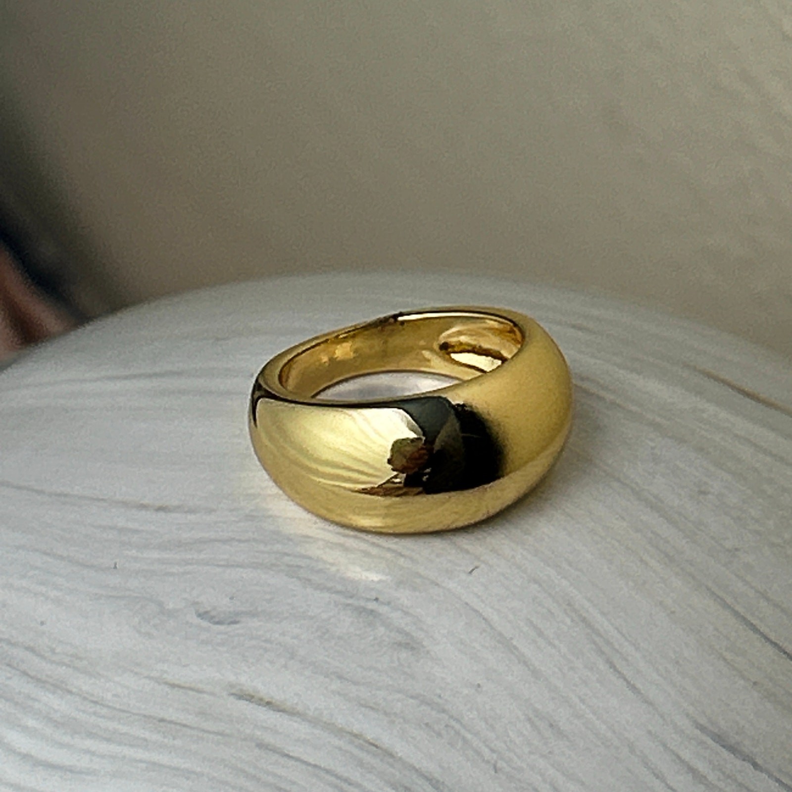 Gold-tone Dome 3/5” Band Ring size 6 On 34th