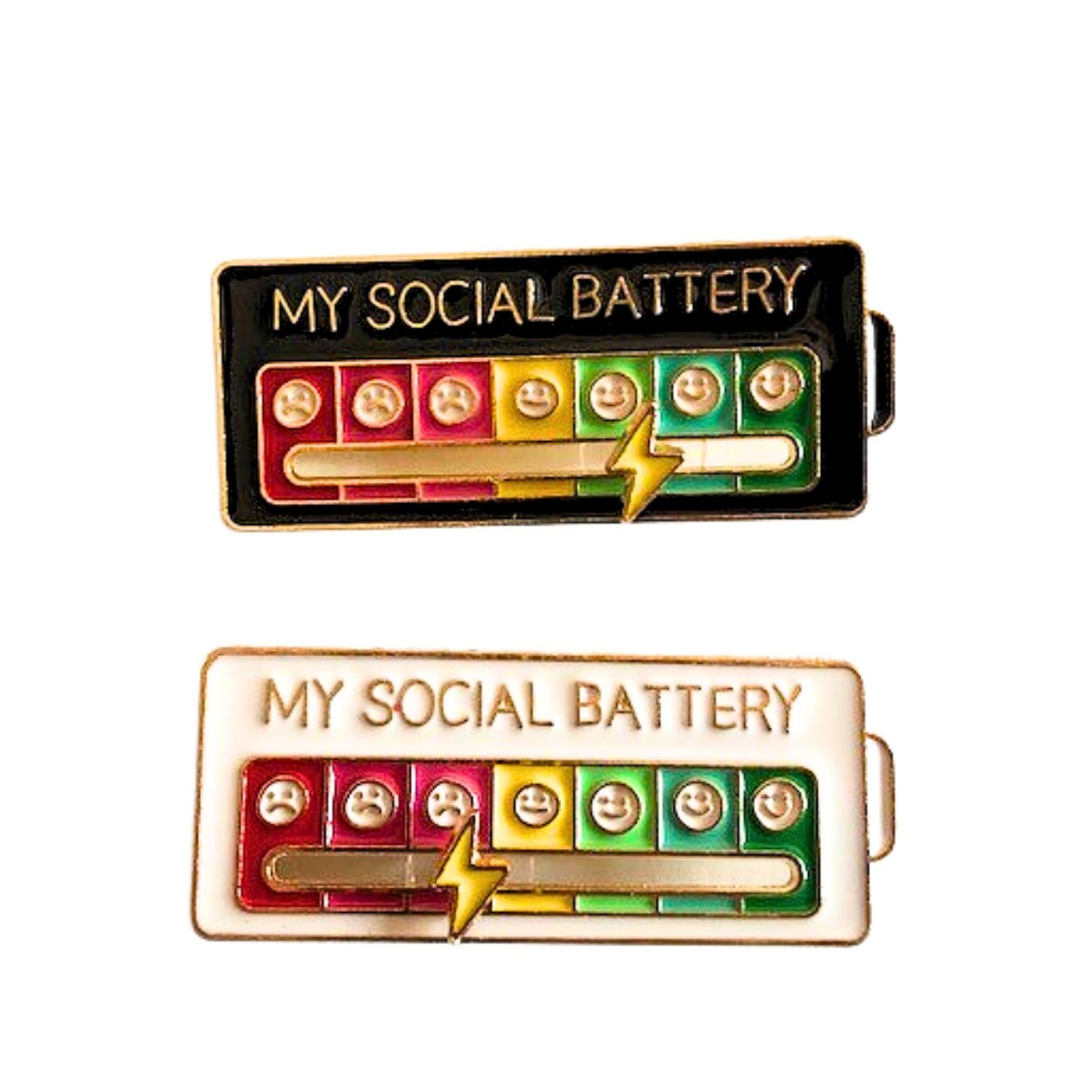 Social Battery Enamel Pin, USA SELLER Anxiety Sliding Mood Interactive Pin