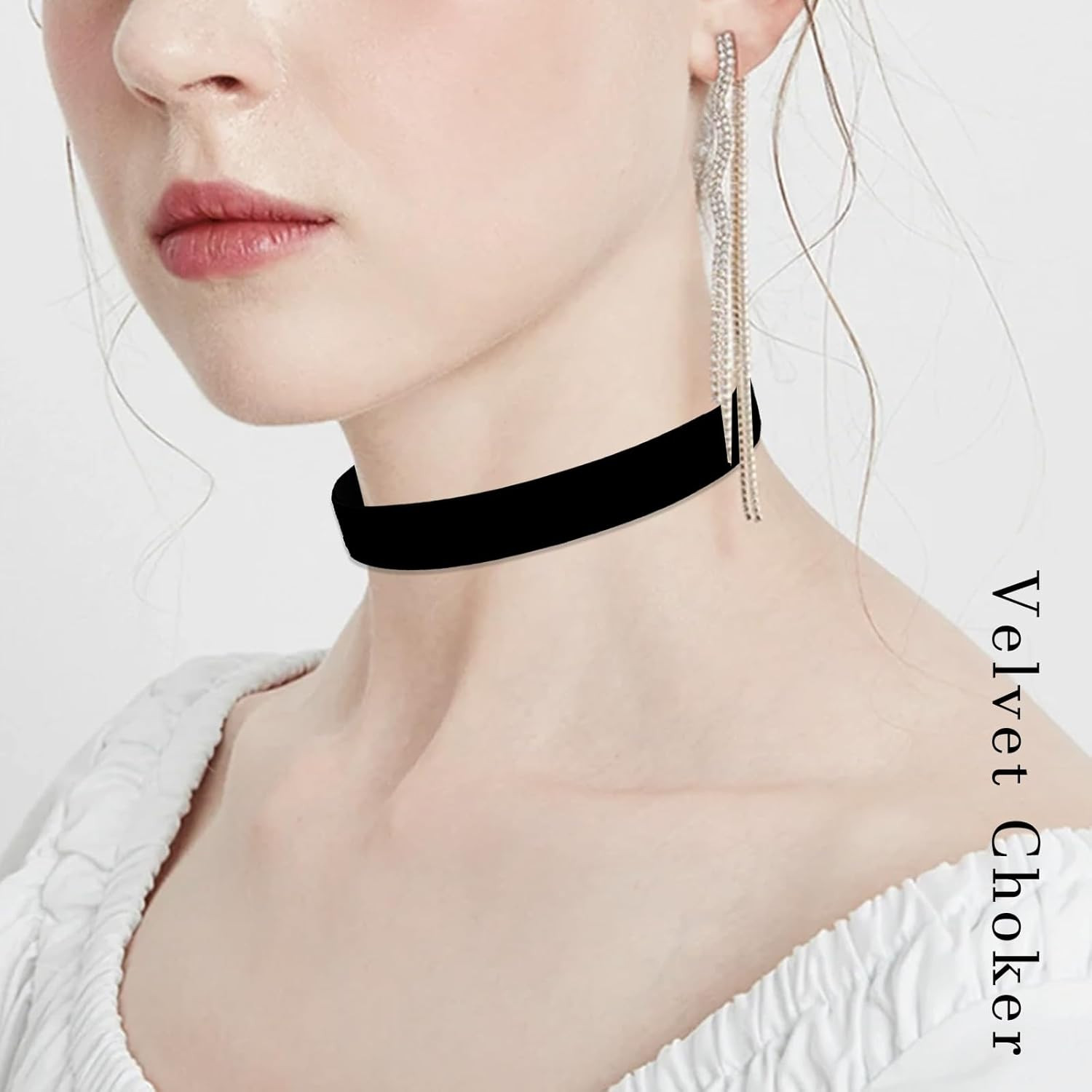 Ronglry 3Pcs Black Choker Necklace for Women Black Velvet Choker Set Layered Bla