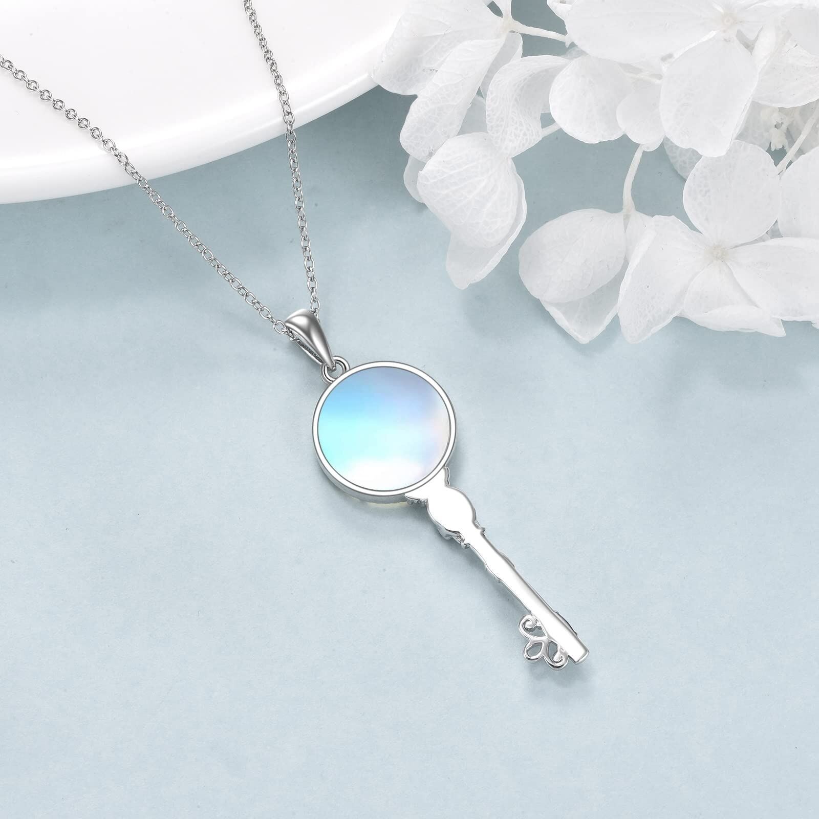Hecate Necklace Moonstone Star of David Amulet Pendant Necklace Sterling Silver