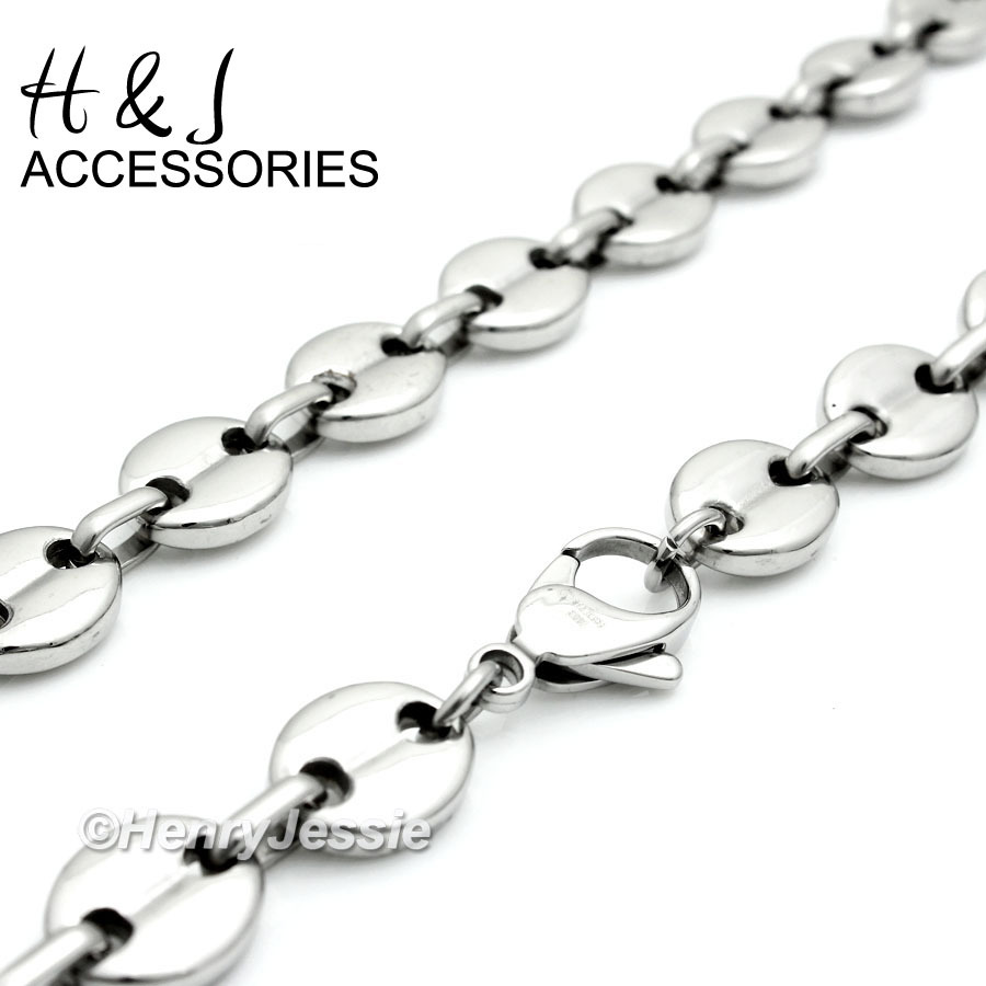 18″-40″MEN Stainless Steel 10mm Silver Puffed Mariner Link Chain Necklace*AN139