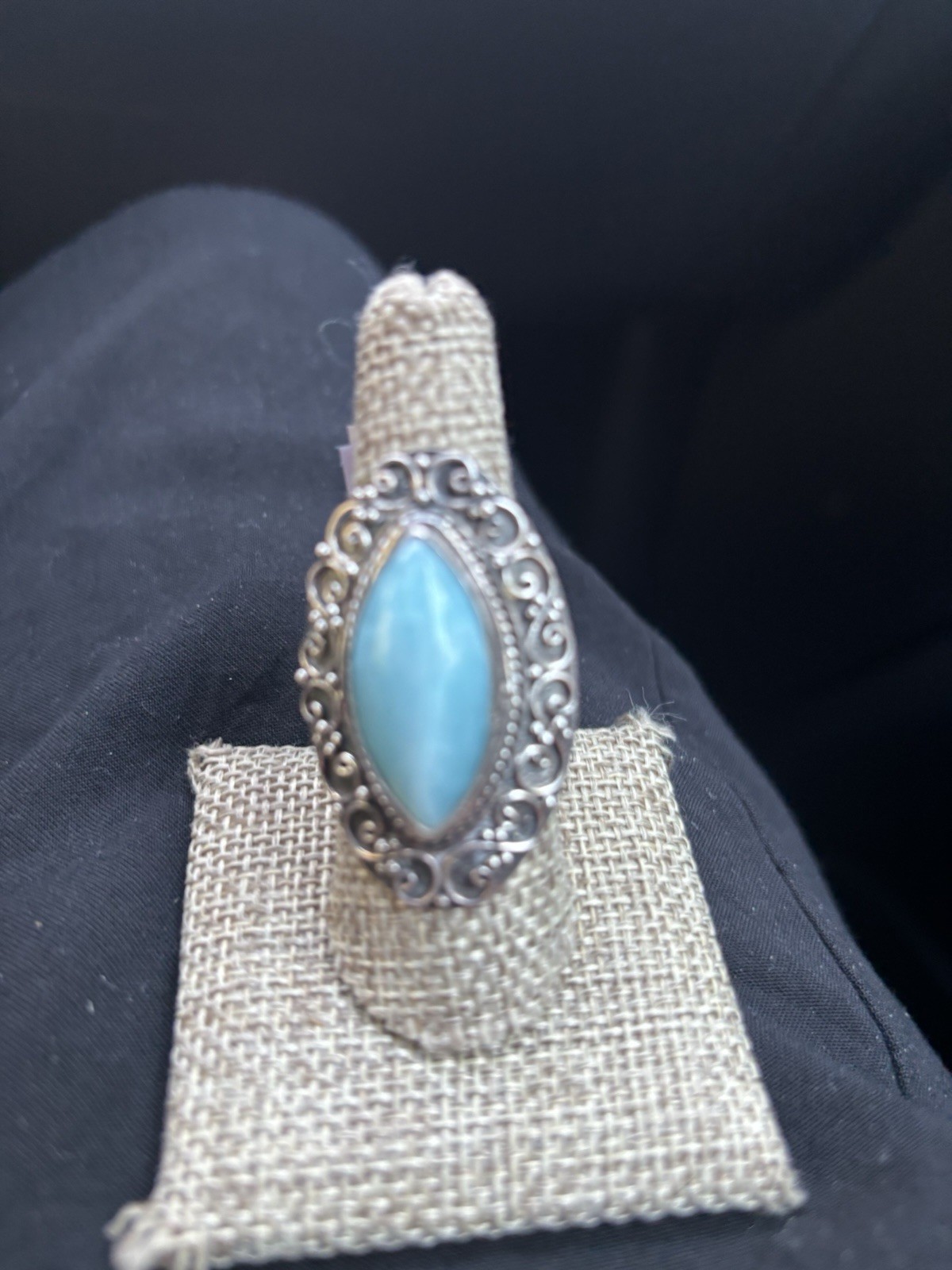 ￼ 925 Sterling silver bezel set Lamar Stone ring size 8.5