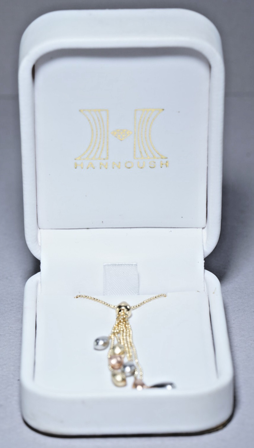 HANNOUSH JEWELERS 14K Gold Waterfall Drop Pendant Tri-Colored Gold 4 grams