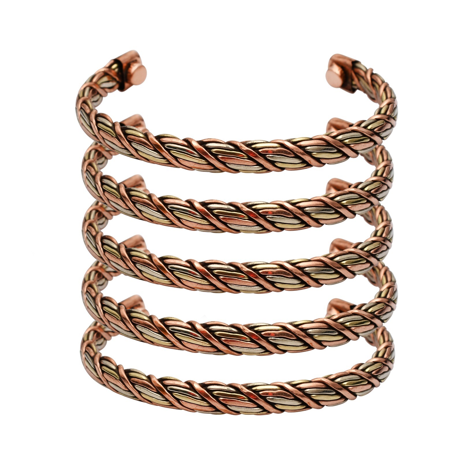 5 Pcs Two Tone Pure Copper Therapy Arthritis Pain Relief Bangle Jelwery LOT-049