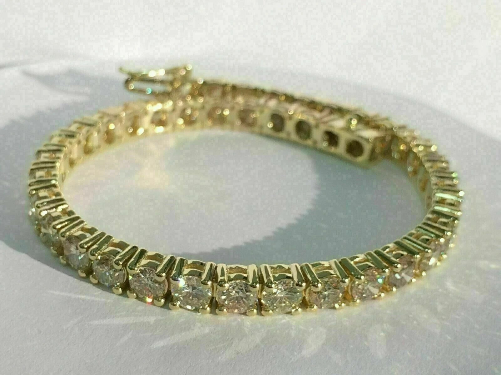 6Ct Round Cut Lab-Created Diamond Women’s Tennis Bracelet 14K Yellow Gold Plated
