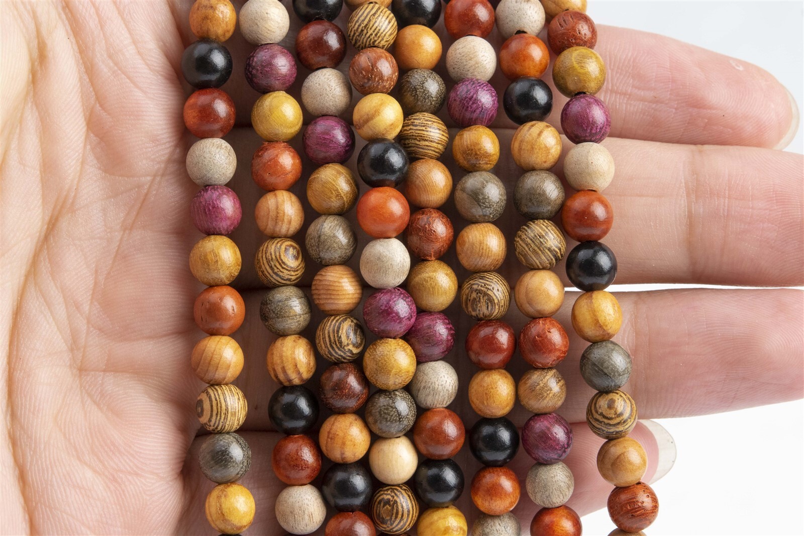 6MM 108 Pcs Mix Wood Mala Beads Natural Wood Multicolor Round Beads 26″