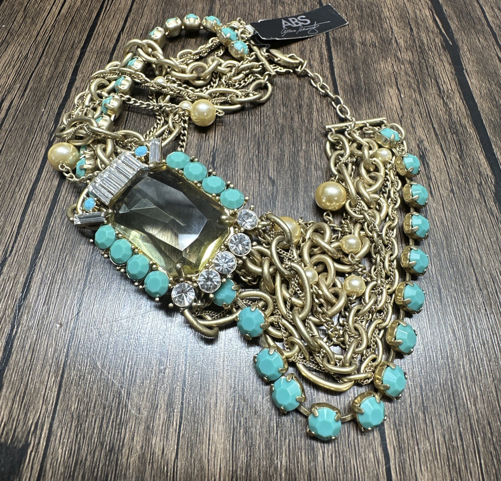 **ABS ALLEN B. SCHWARTZ** Rhinestone Multi-Chain Statement Necklace (NWT$295)