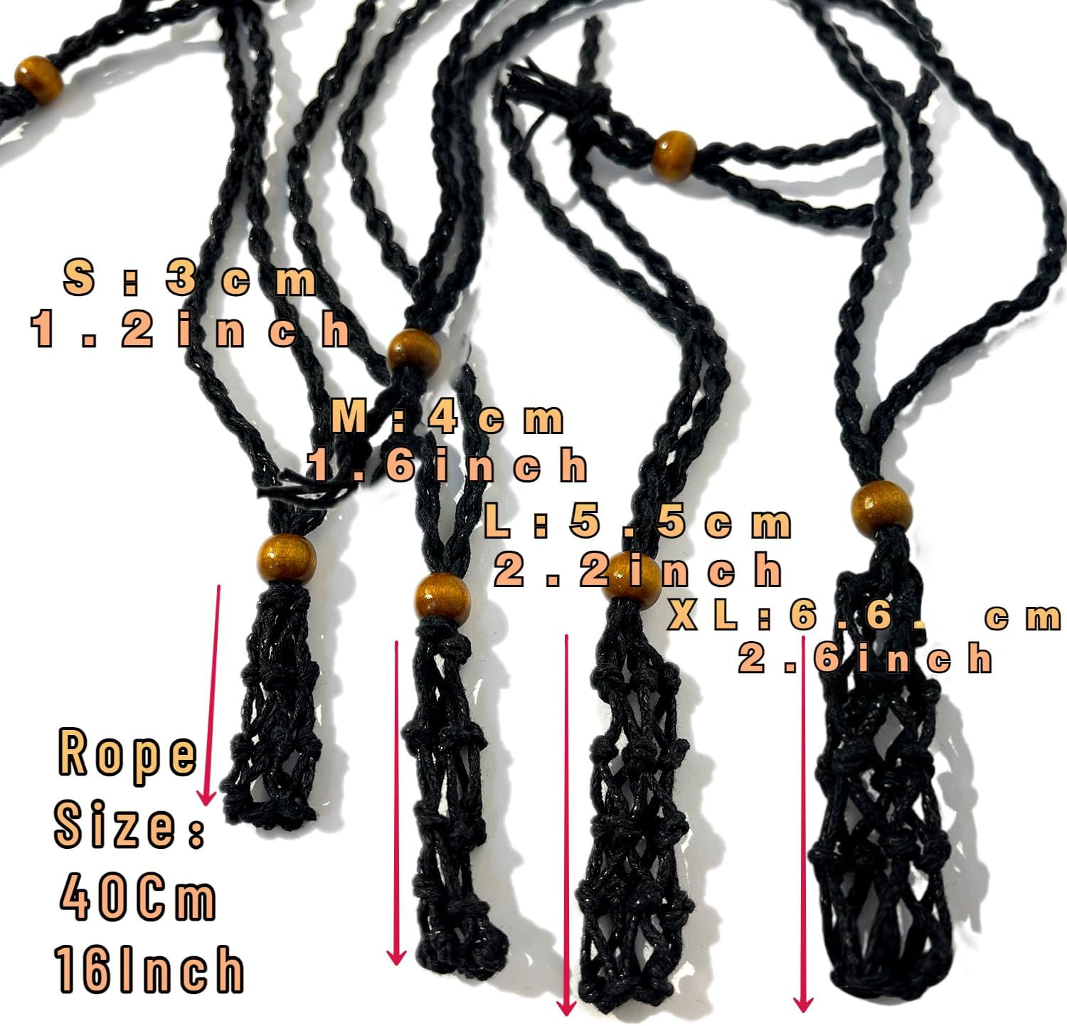 12PCS Handmade Extra Super Large Black Necklace Crystal Holders Cord Quartz Cage