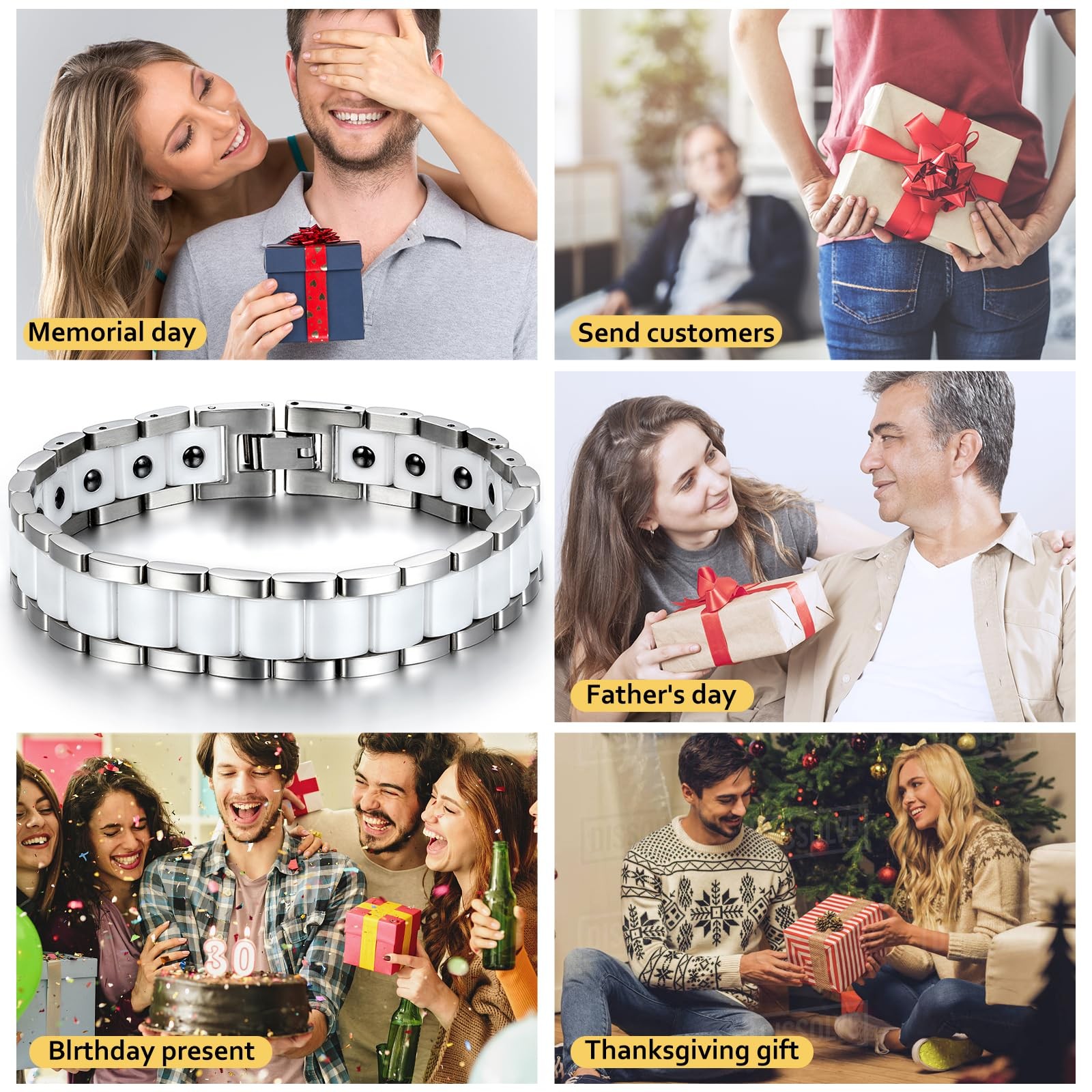 Mens Bracelet Gift for Dad Father – 13MM Wide Watch Band Stainless Steel Link…