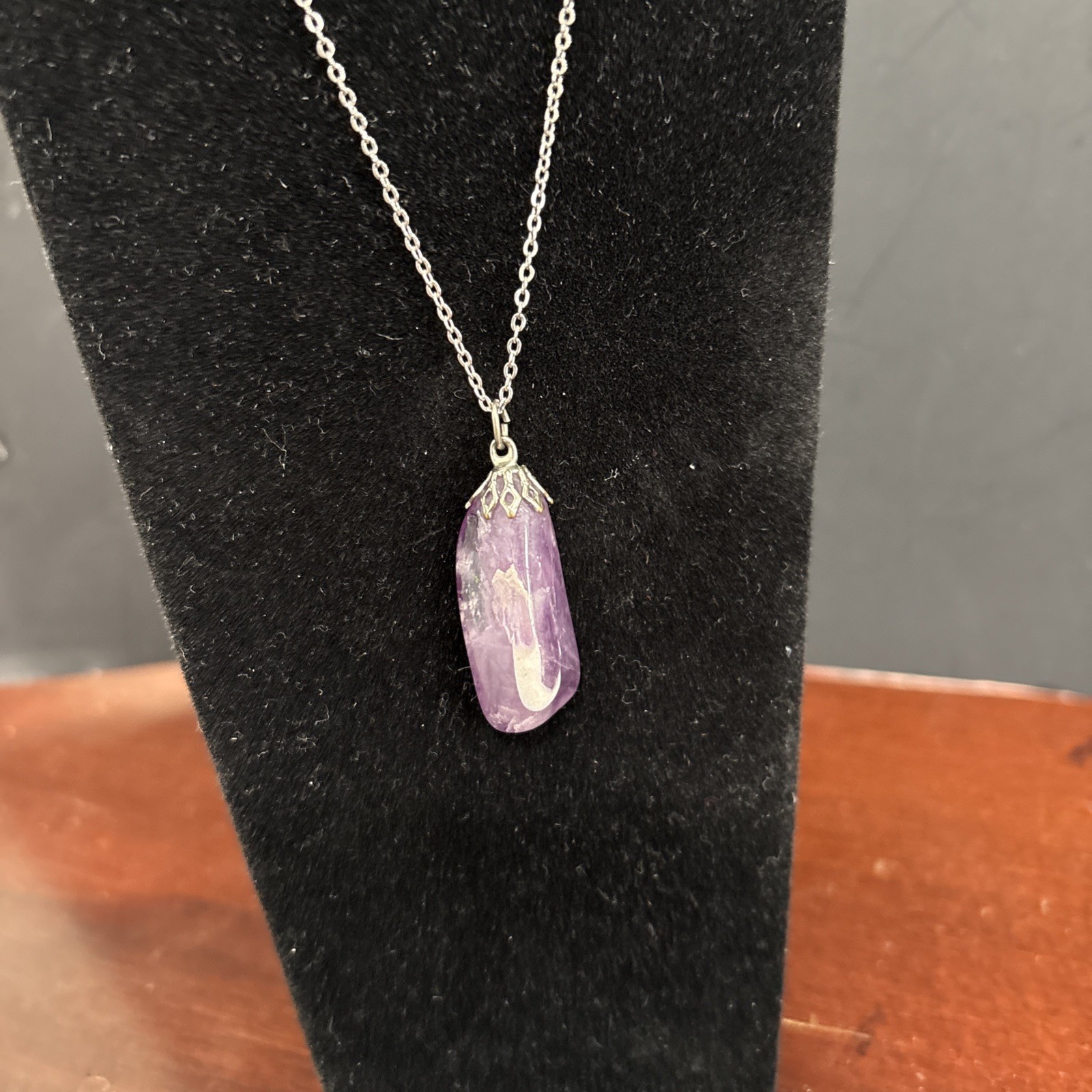 Polished Amethyst Crystal Pendant Necklace