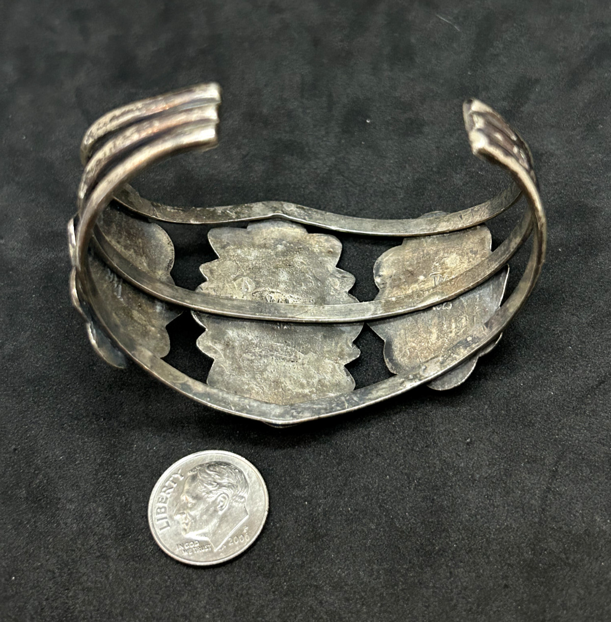 925 Sterling Navajo Lapis Turquoise 41mm Cuff Bracelet 7in – 44.63g