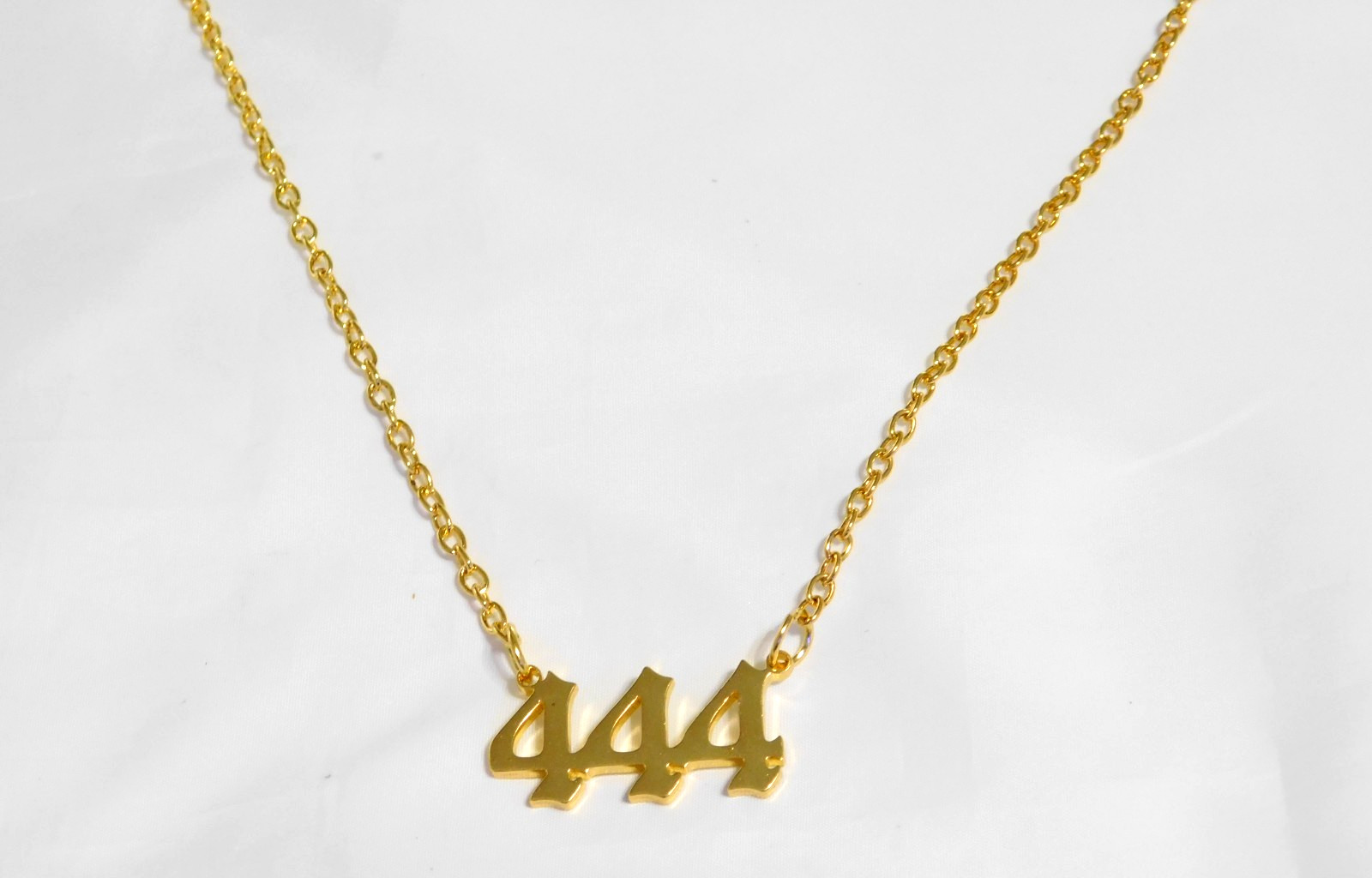 Gold Tone Angel Number 444 Necklace N537