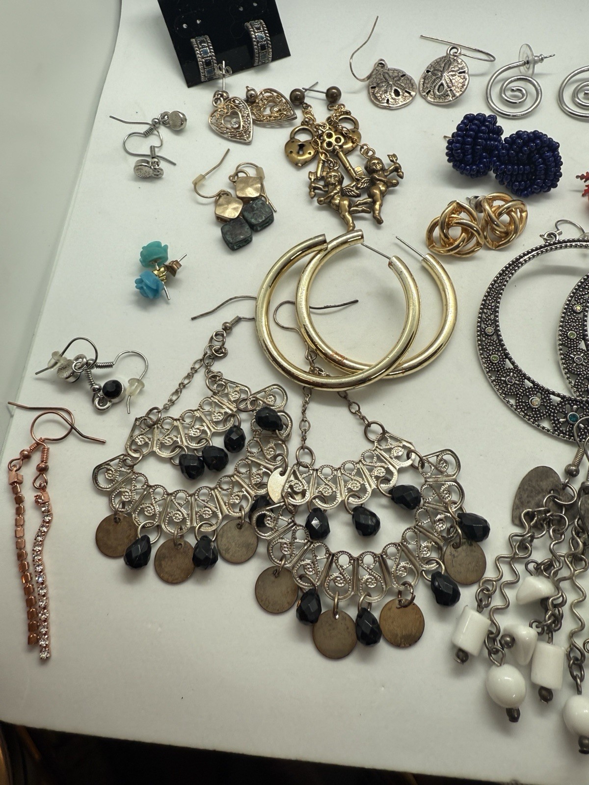 20 Pairs of Post Or Tangly Earrings for Pierced Ears /gold /silver Tones