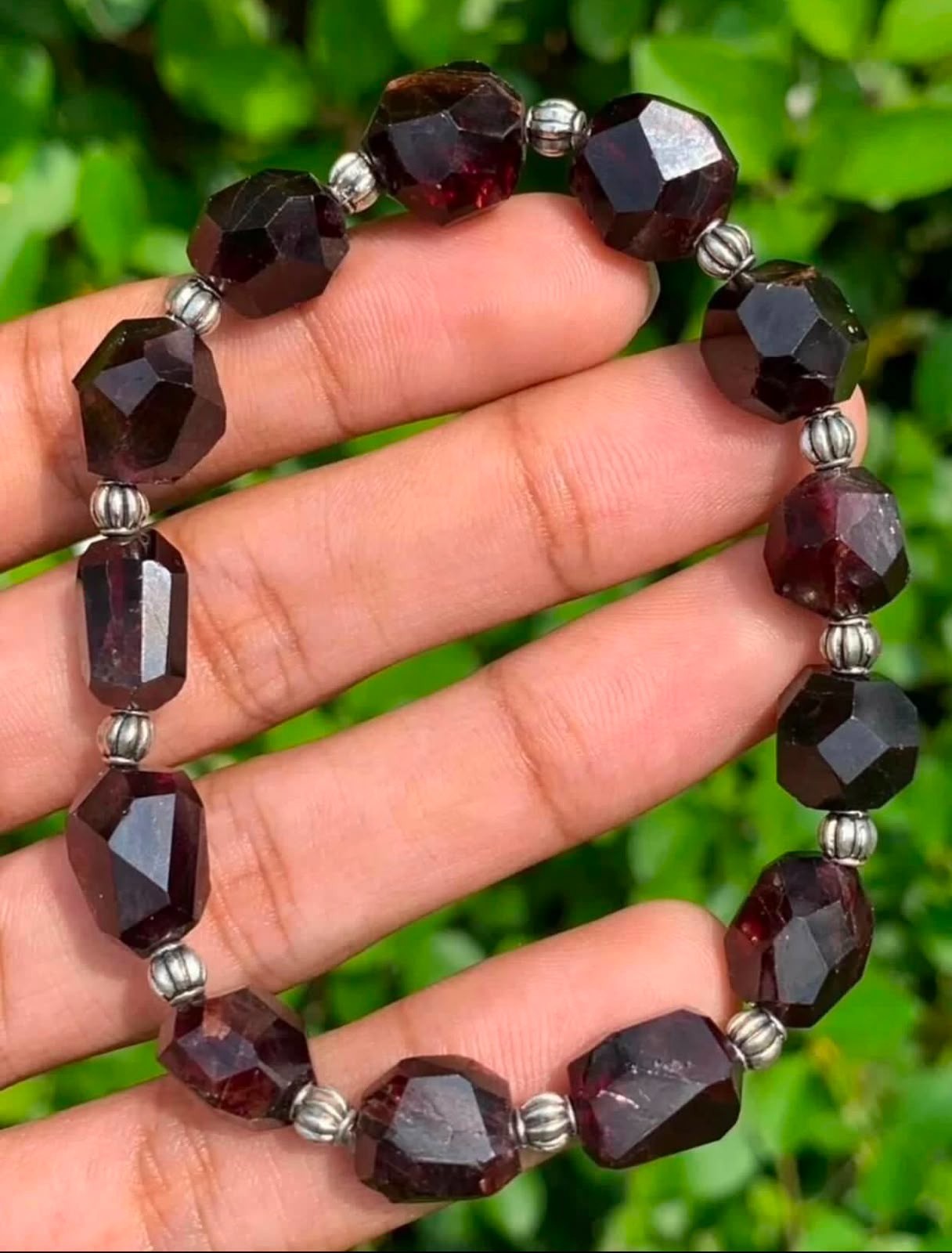 Raw Almandine Garnet Chunk Bracelet Natural Handmade January Birthstone Gift