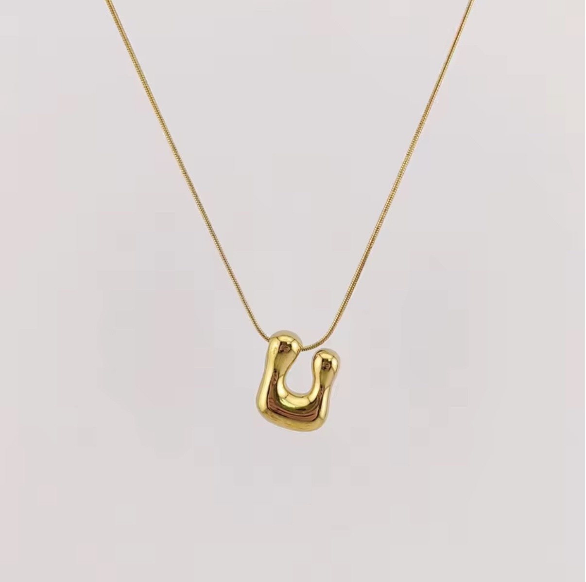18k Non-tarnish Bubble Initial Necklace