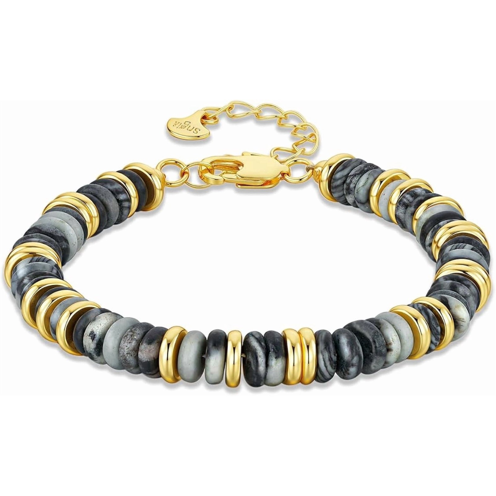 Gold Tone Multicolor Disc Beaded Bracelet Women Simulated Stone Jewelry Gift Set