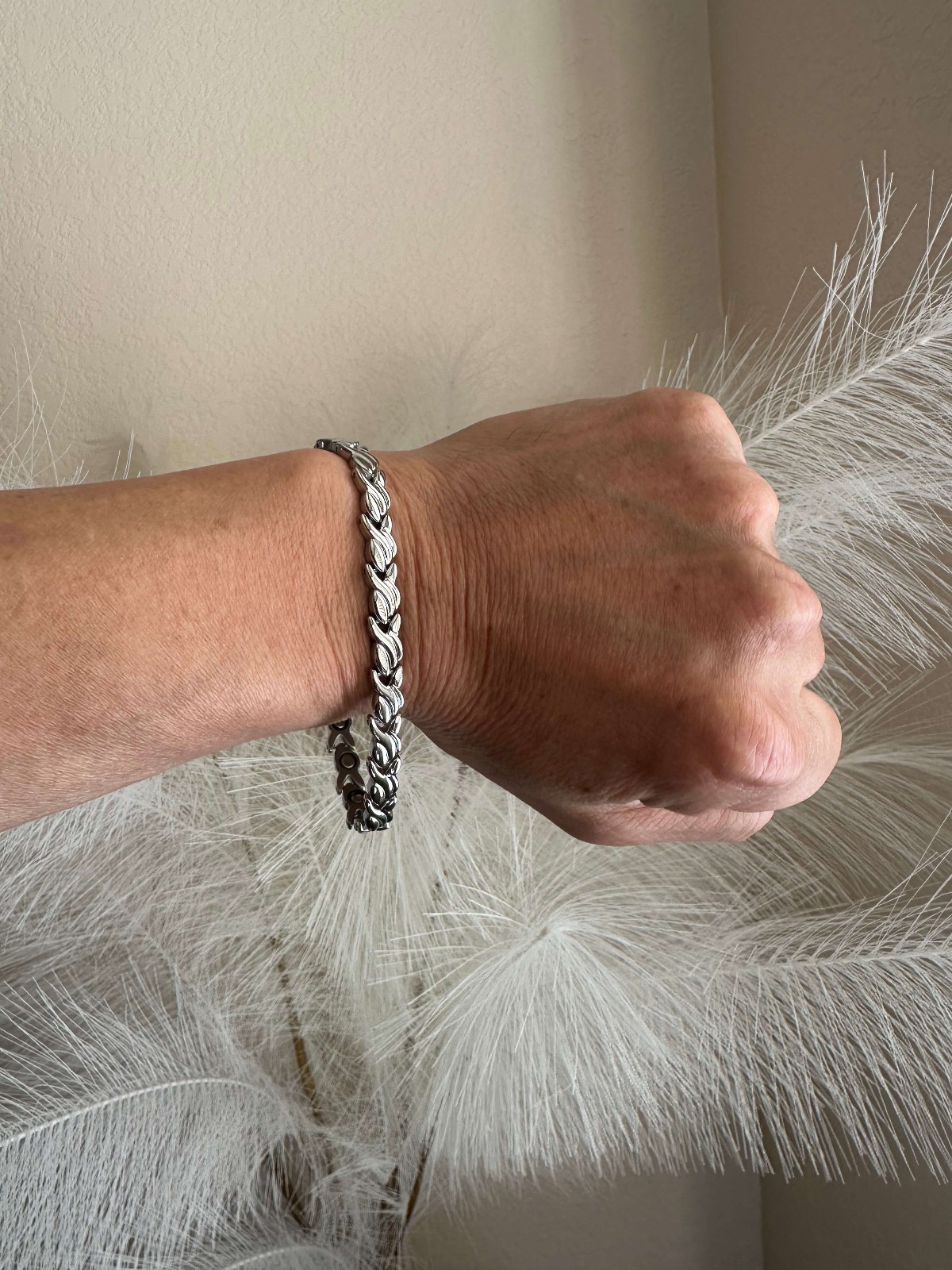 Swirl Silver Magnetic Bracelet Women 4 Elements Renew Energy Balance Power Joy