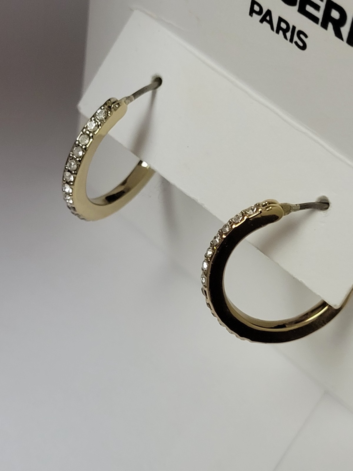 Karl Lagerfeld Paris Extra-Small Pavé Hoop Earrings, 0.35″ (2022) Brand New USA