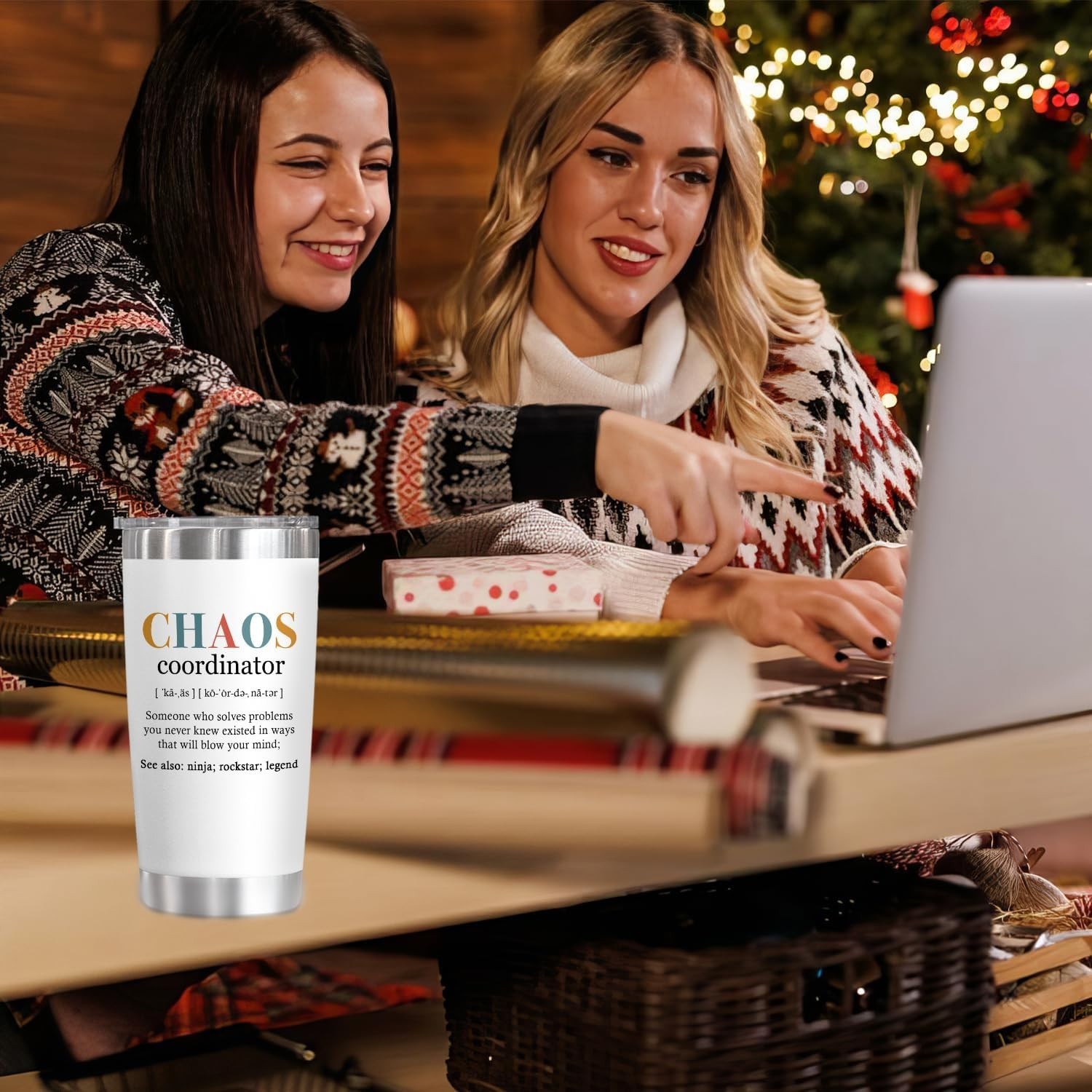 Insulated 20oz Chaos Tumbler – Stylish Christmas Gift for Coworkers & Friends