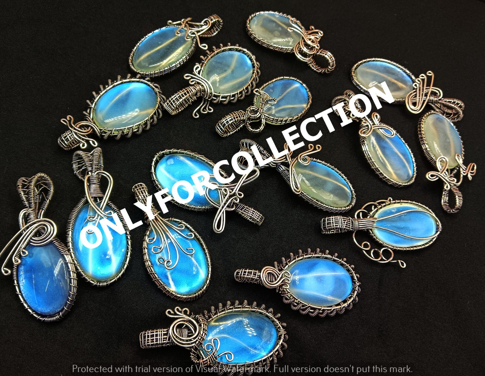 SALE AURORA OPALITE GEMSTONE SILVER WIRE WRAP OXIDIZED 10 PCS DESIGNER PENDANT