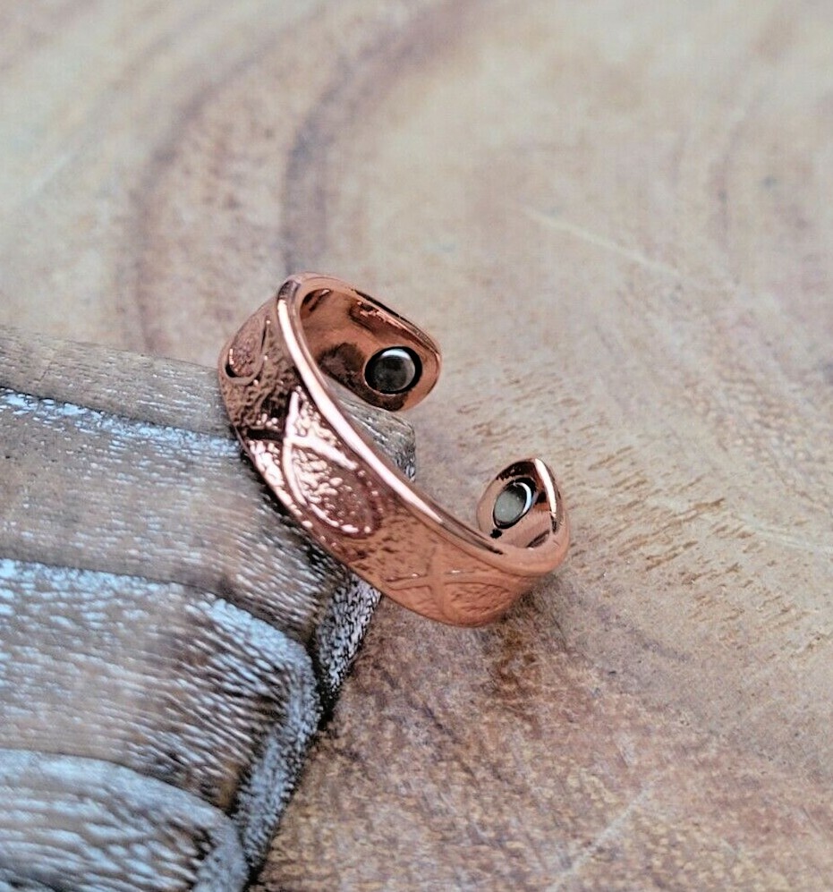 Pure Copper Magnetic Ring – Arthritis Adjustable Copper Ring Jesus Fish