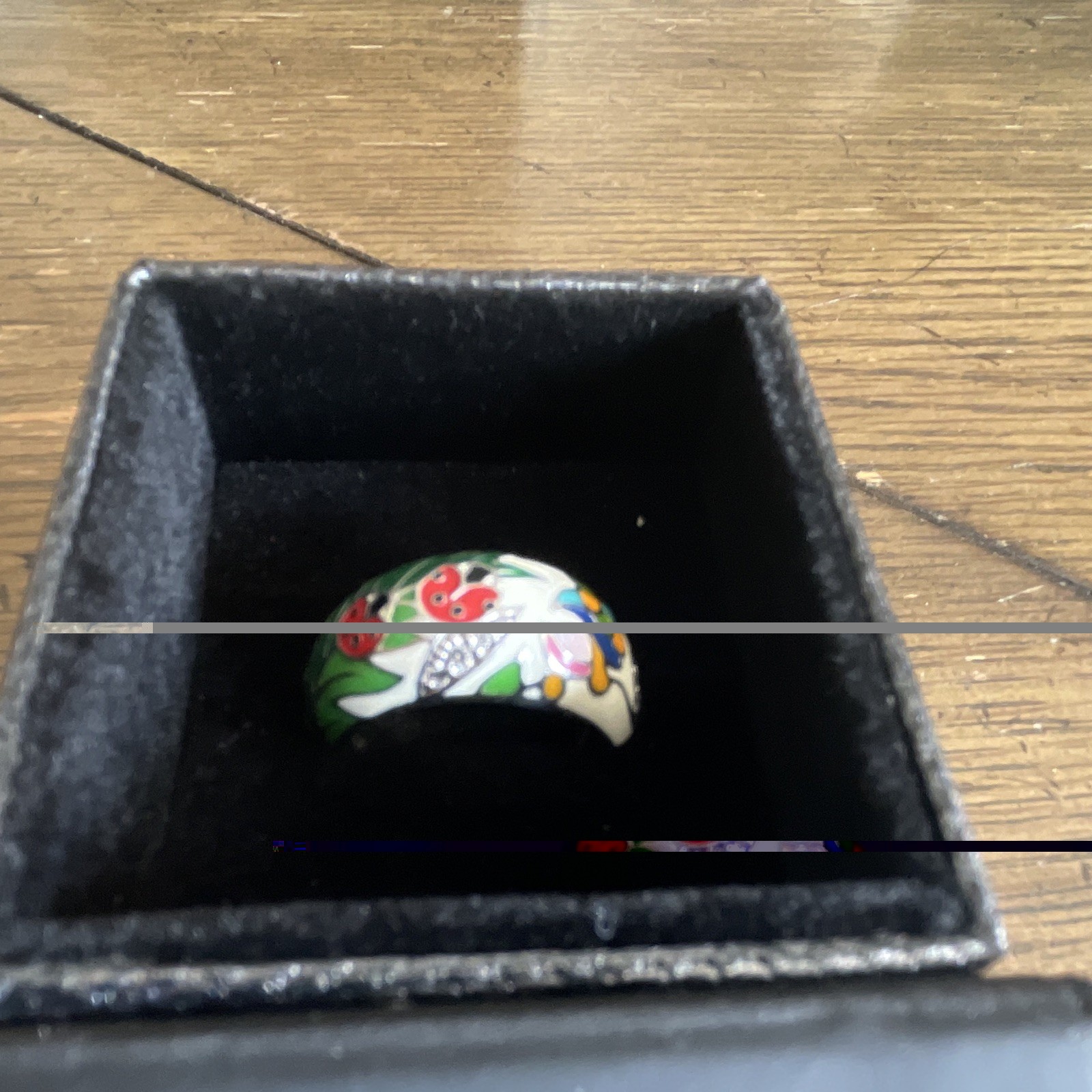 Belle Étoile Multicolor Floral Enamel Dome Ring Sterling Silver 925 Size 8