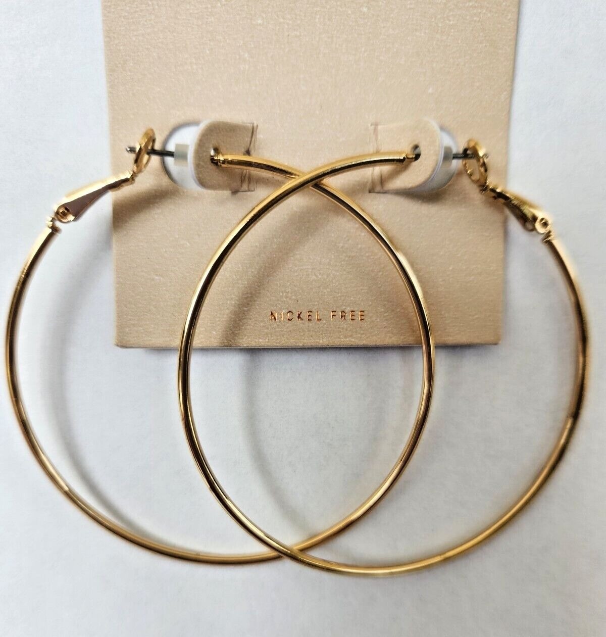 14th & Union 2″ Nickel Free Gold-Tone Hoop Earrings Lightweight Style NWT