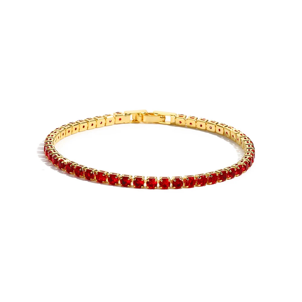 Colorful Crystal Tennis Bracelet for Women Waterproof Multicolor 3MM CZ Wedding