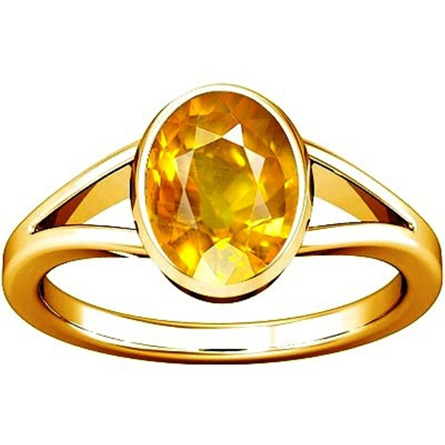 Divya Shakti 9.25-9.50 Carat Yellow Sapphire Pukhraj Gemstone Alloy Ring