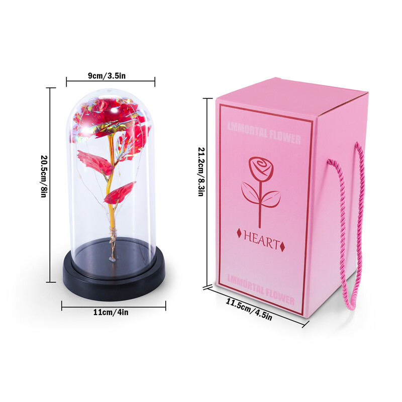 Galaxy Rose Forever Flower in Dome Glass LED Light Valentine’S Day Birthday Gift