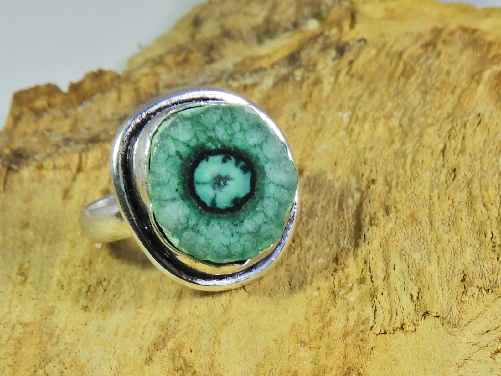 Color Enhanced Solar Druzy 925 Solid Sterling Silver Ring Size US-8