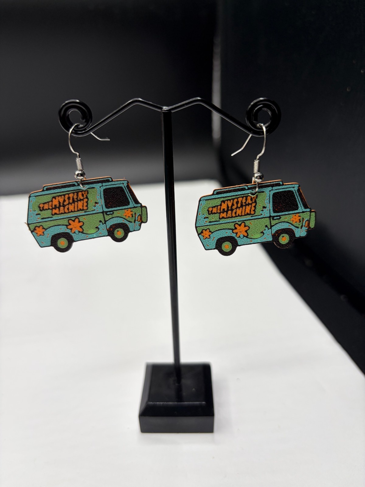 Scooby Doo Mystery Machine Earrings Wooden Retro Cartoon Van Dangle Jewelry