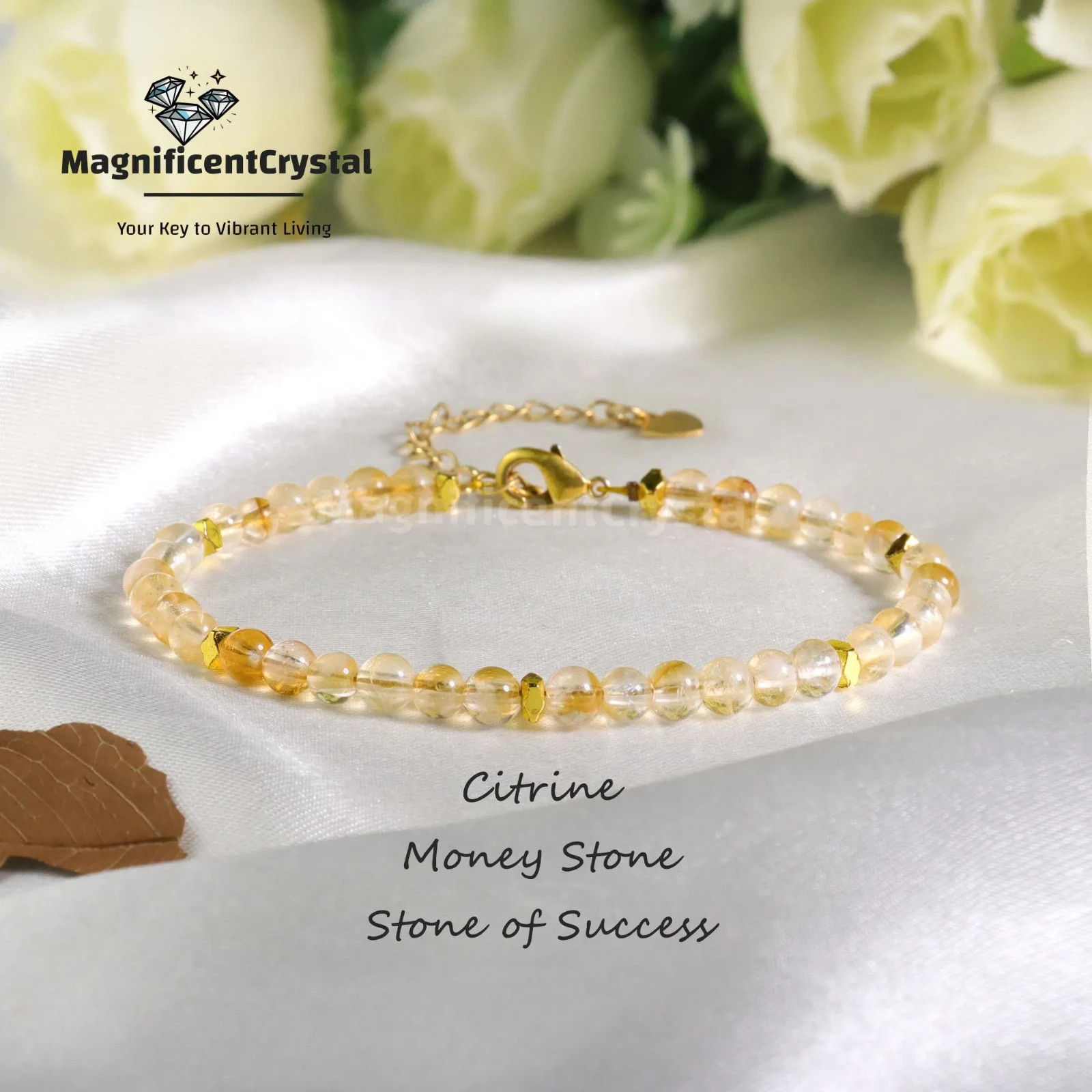 Success Bracelet Genuine Citrine Crystal Jewelry Wealth Attraction Abundance